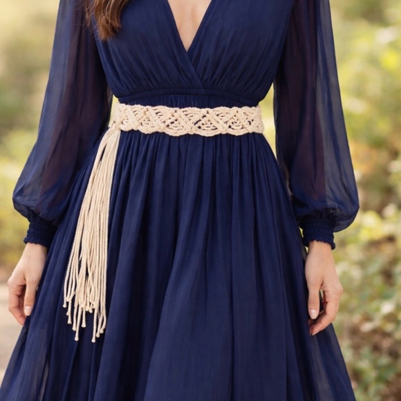 Accessories - Long Woven Boho Braided Belt - IVORY